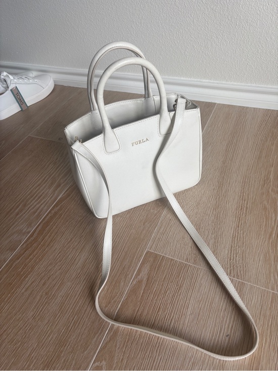 Furla Handbags - Furla White Saffiano Bag with Crossbody Strap